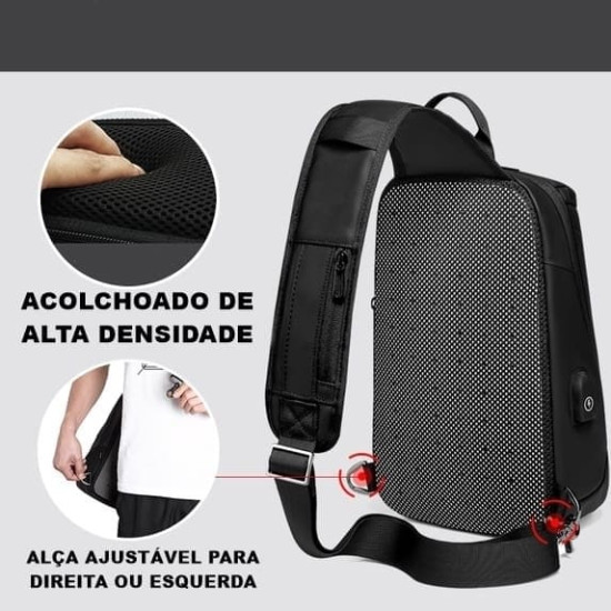 Mochila Transversal USB Impermeável América Mochila Transversal USB Impermeável América