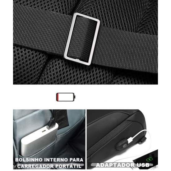 Mochila Transversal USB Impermeável América Mochila Transversal USB Impermeável América