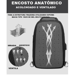 Bolsa Mochila Transversal Impermeável USB